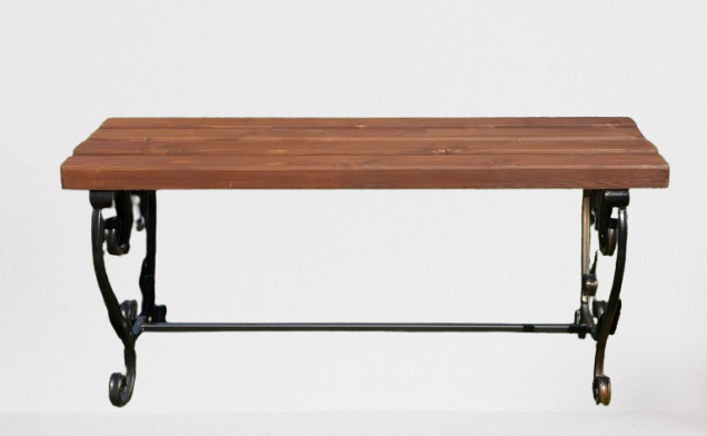 Лавка без спинки на металевому каркасі з брусом 1000х400х450 мм КОМПРЕД kc-014